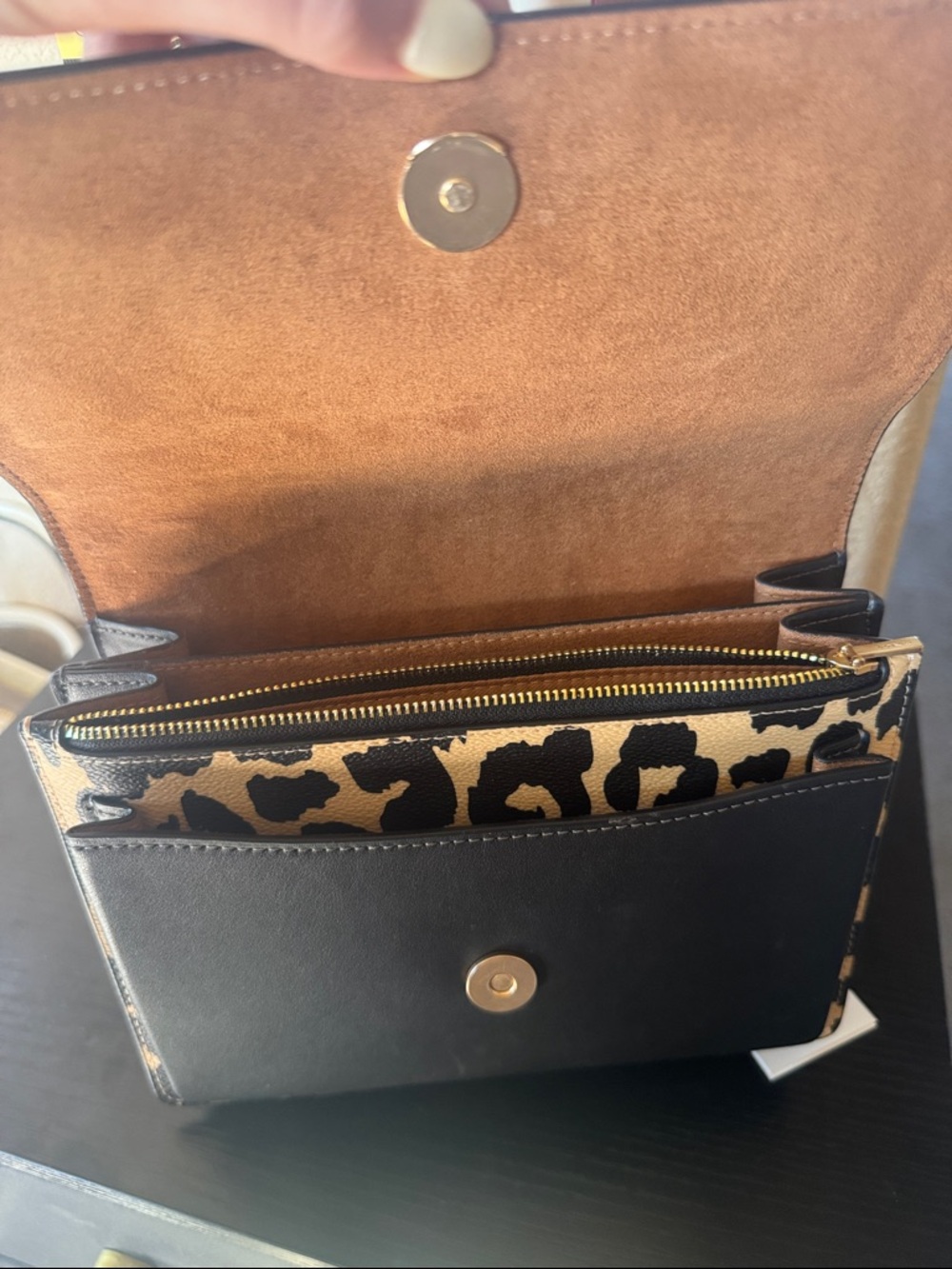 COACH Leopard Print Crossbody Bag in Tan and Black with Gold Hardware - Picture 3 of 3